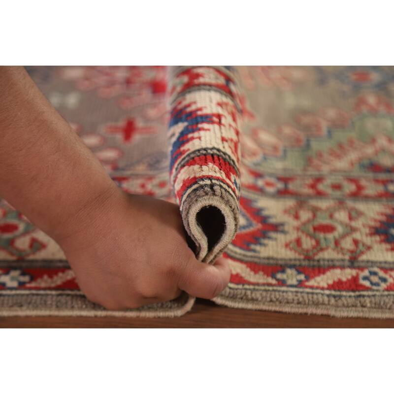 Hand Knotted Oriental 100% Wool Carpet Traditional Geometric Brown Kazak Runner Rug - 15' 11'' X 2' 8''