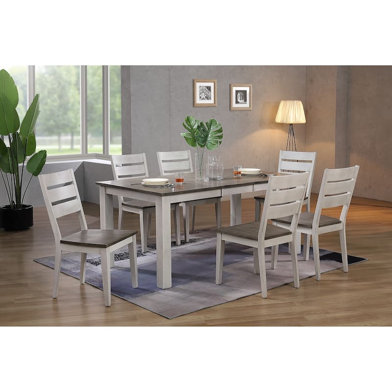 Parsons Ash & Stormy White Contemporary Ladderback 7-Piece Dining Set