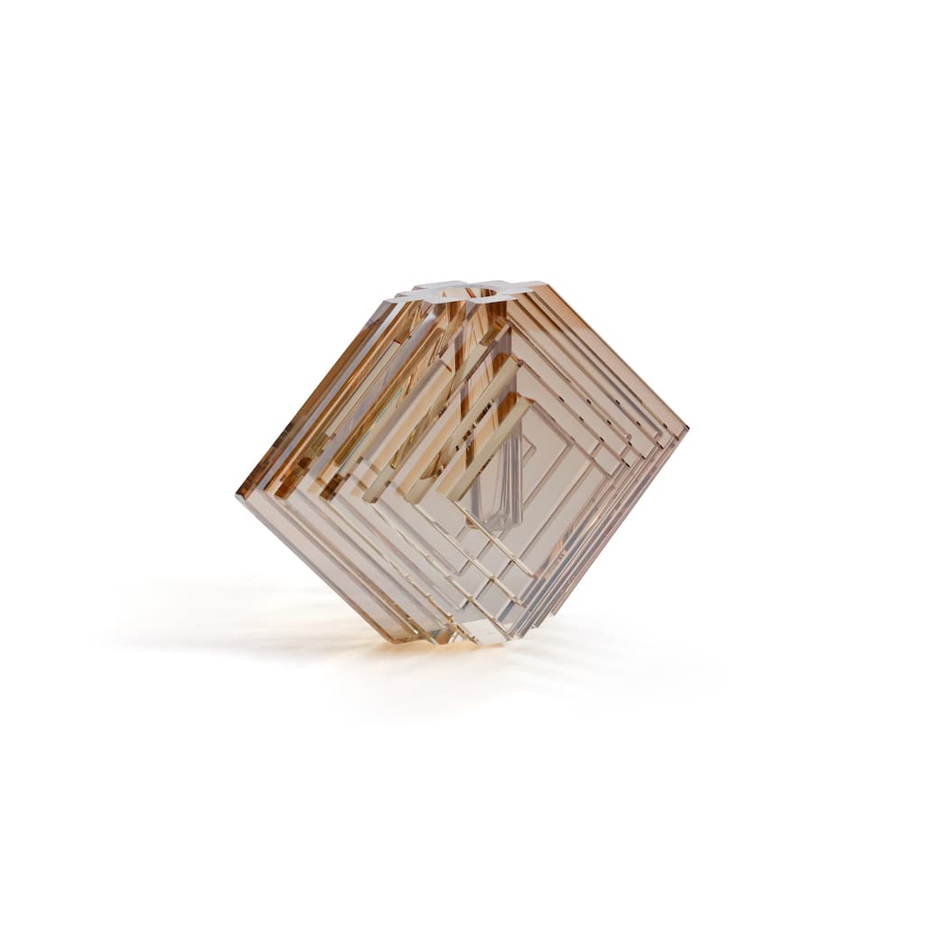 Crystal Glass Vase with Stacked Concentric Diamond Motif