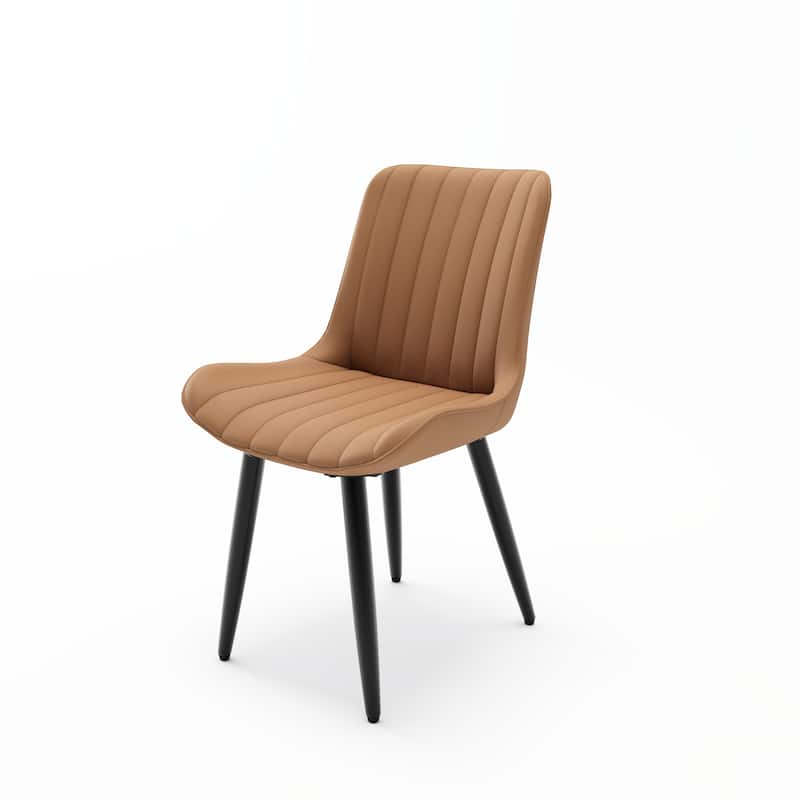 Set of 4 Modern PU Leather Dining Chairs with Thick Cushions Metal Legs, Armless Faux Leather Side Chairs for Kitchen