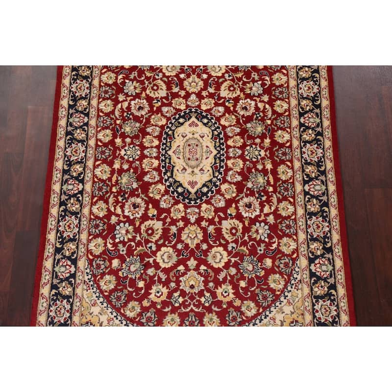 Floral Vegetable Dye Nain Oriental Area Rug Wool Hand-knotted Carpet - 3'11" x 6'4"