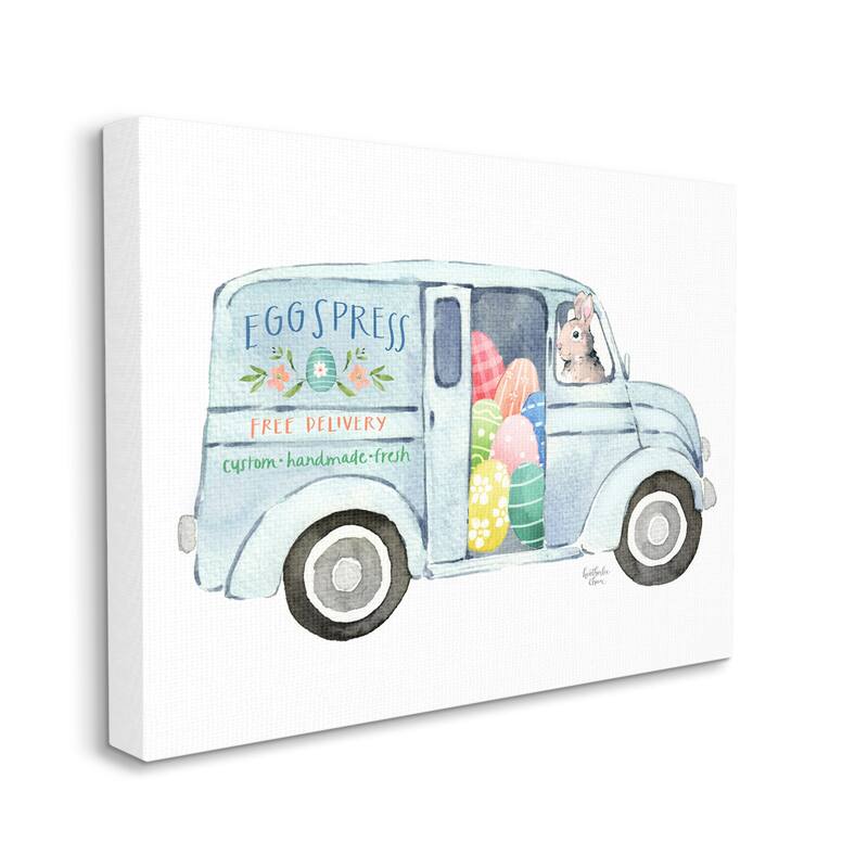 Stupell Patterned Easter Eggs Truck Holiday Bunny Painting Canvas Wall Art, Design by Heatherlee Chan