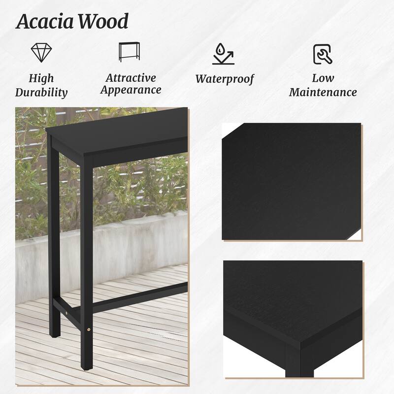45 in. Outdoor 3-Piece Patio Bar Set with Rectangular Patio Bar Table and Counter Height Bar Stools