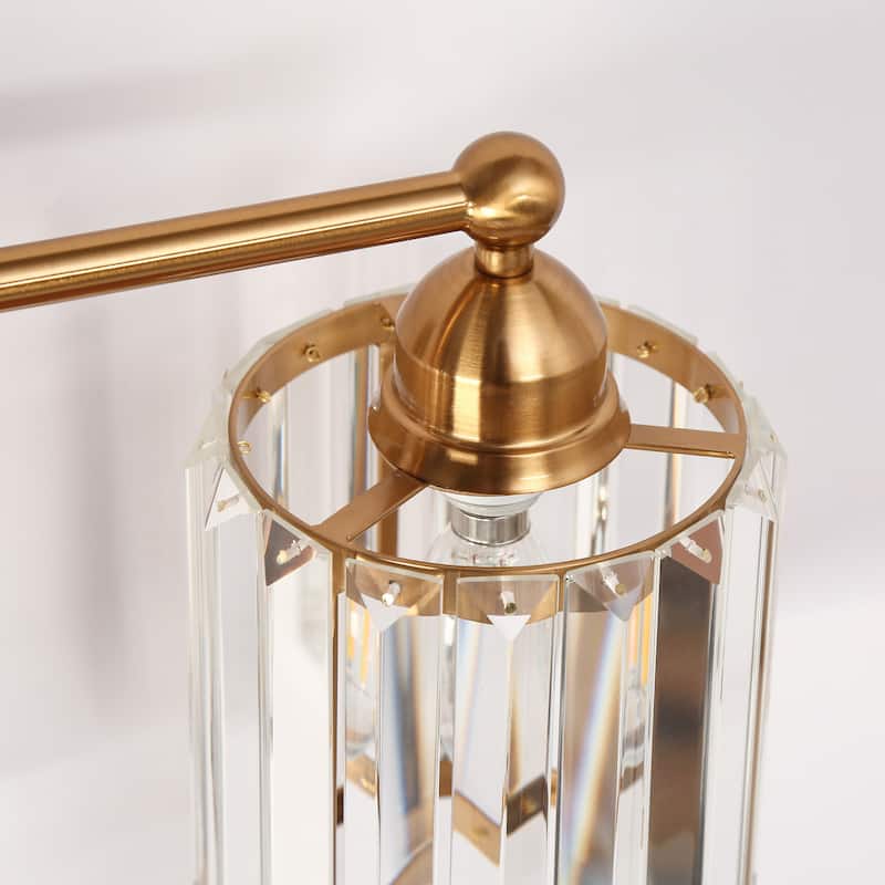 Modern Glam Crystal 3-Light Gold Bathroom Vanity Lights Dimmable Plating Brass Wall Sconce