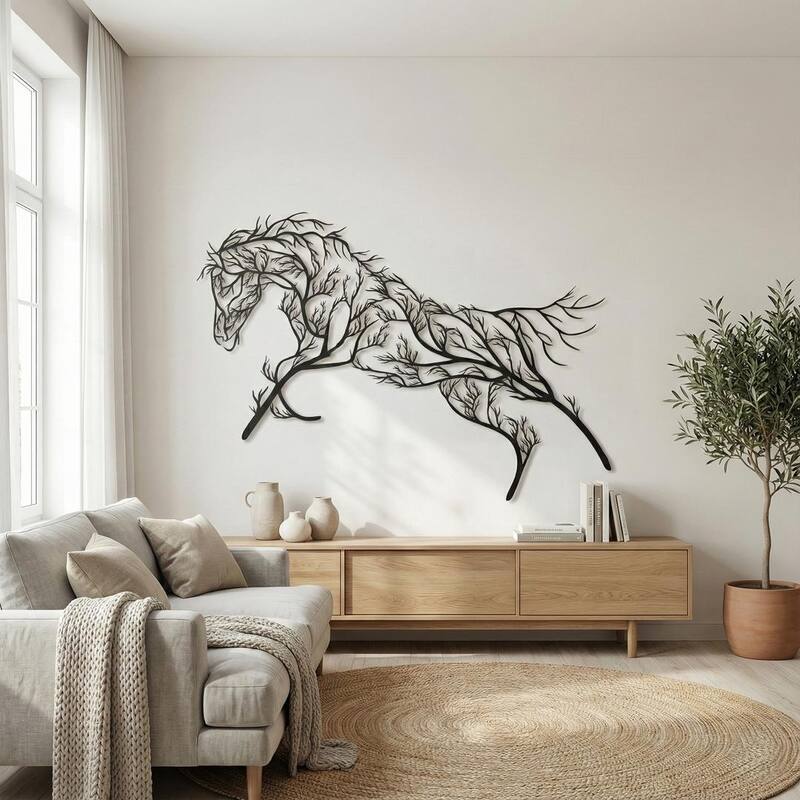 Tree Horse Metal Wall Decor for Home and Outside