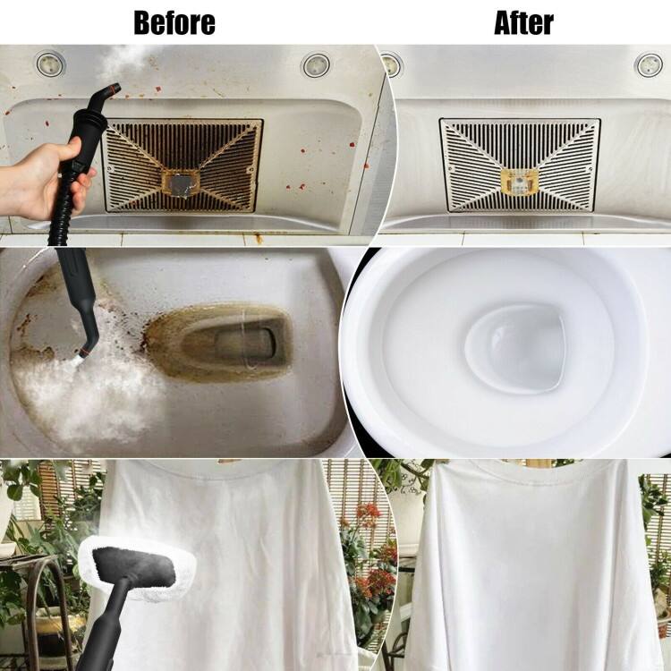 Powerful 1400W Handheld Steam Cleaner with 17 Accessories for Versatile Household Cleaning - 13" x 5" x 9.5" (L x W x H)
