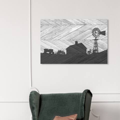 Wynwood Studio 'Country Farm Chevron' Nature and Landscape Wall Art Canvas Print Country Landscapes - Gray, White