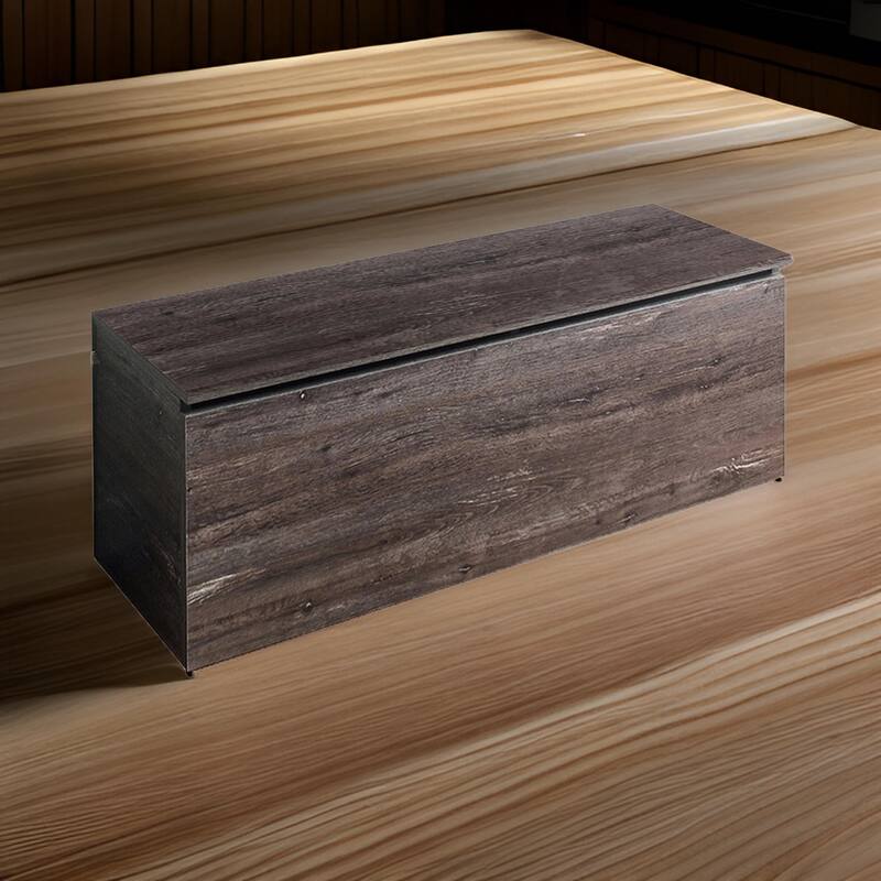 Lean Storage Bench Chest with Safety Hinges, Lift Top, Farmhouse Gray Wood