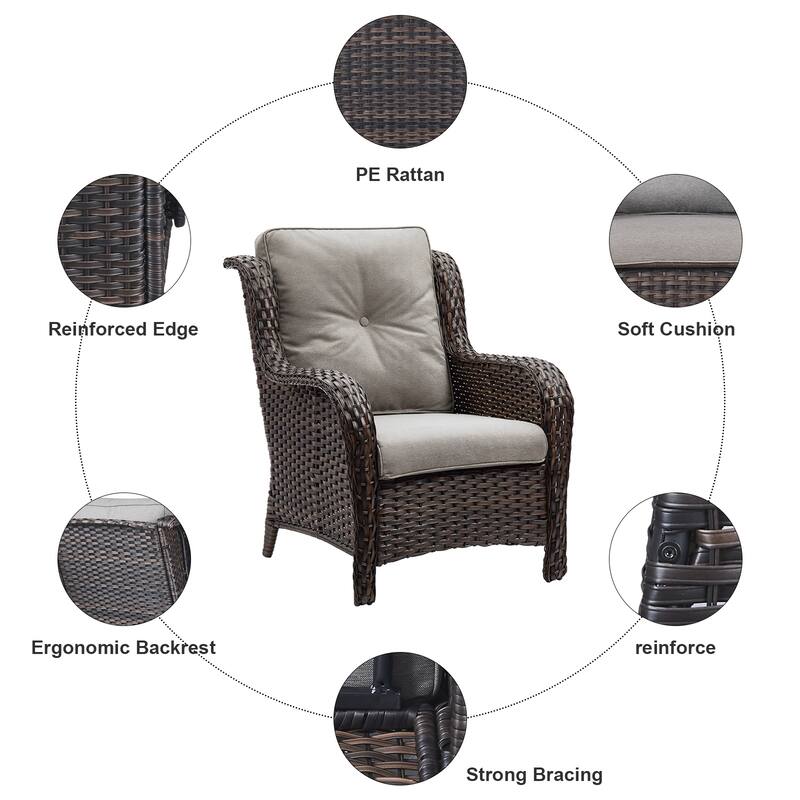 Gymojoy Patio Outdoor Wicker Sofa Set with Fire Pit Table