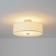 preview thumbnail 45 of 57, French Country Brass Round White Linen Drum Ceiling Light