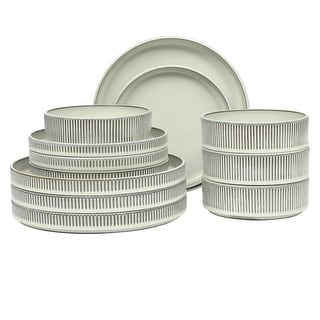 Gibson Elite 12 Piece (Service for 4) Townscape Reactive Glaze Embossed Terracotta Dinnerware Set
