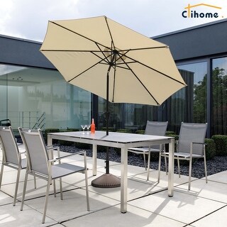 Clihome 10Ft Patio Solar LED Lights Market Umbrella With Crank