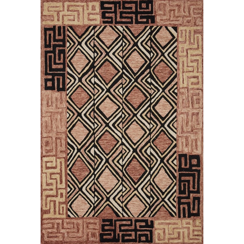 Alexander Home La'akea Hand-Tufted Diamond Tribal Area Rug - 2'-3" x 3'-9" - Rose / Black - Rectangle