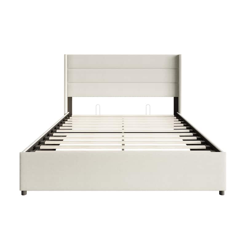 CraftPorch Modern Wingback Platform Lift Up Storage Bed