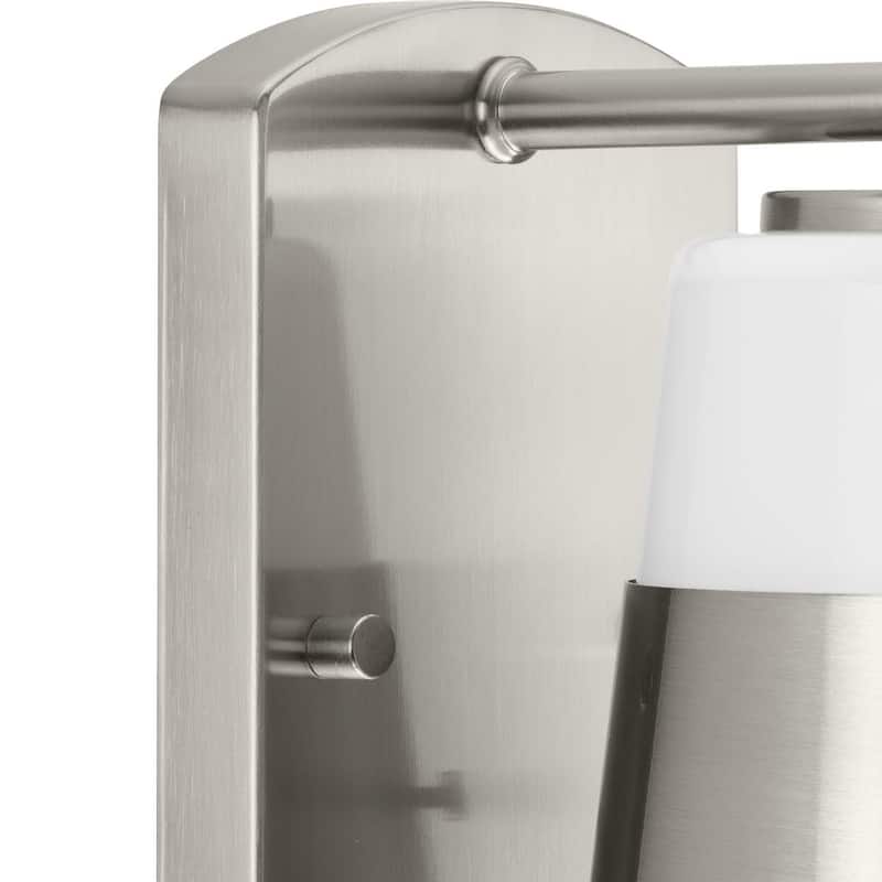 Haven Collection One-Light Brushed Nickel Opal Glass Luxe Industrial Bath Light - 4.75 in x 6.75 in x 7.87 in