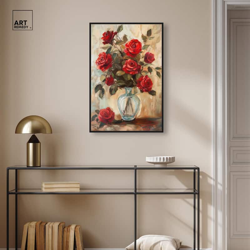 Ruby Roses in Riad Glass Canvas by Art Remedy