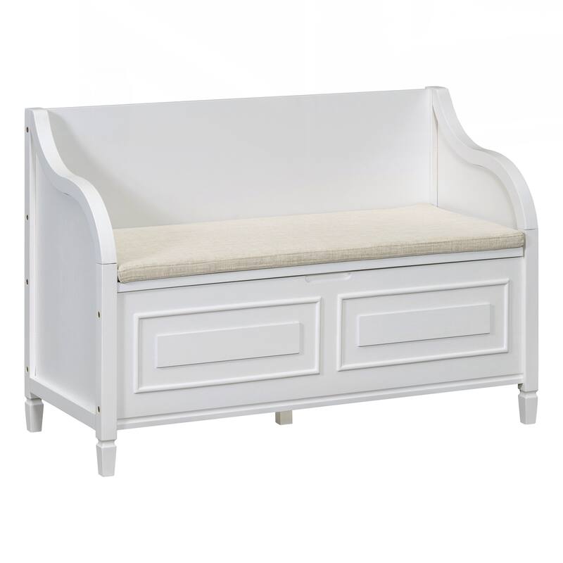 Rustic Style Solid wood Entryway Multifunctional Storage Bench with Safety Hinge