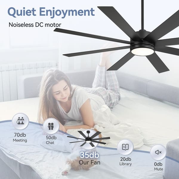 dimension image slide 9 of 17, 42/48/52/56/60/65-IN LED Ceiling Fan with Light Kit and Remote(5/6/7/8-Blade)