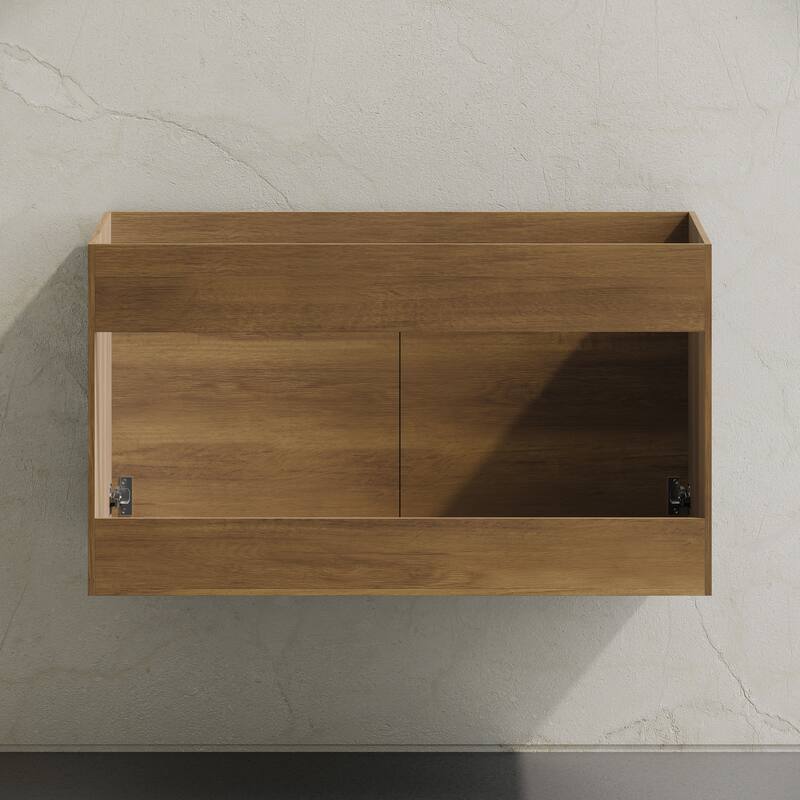 St. Tropez 36" Wall-Mounted Bathroom Vanity Cabinet Without Top In Brown Oak - 36