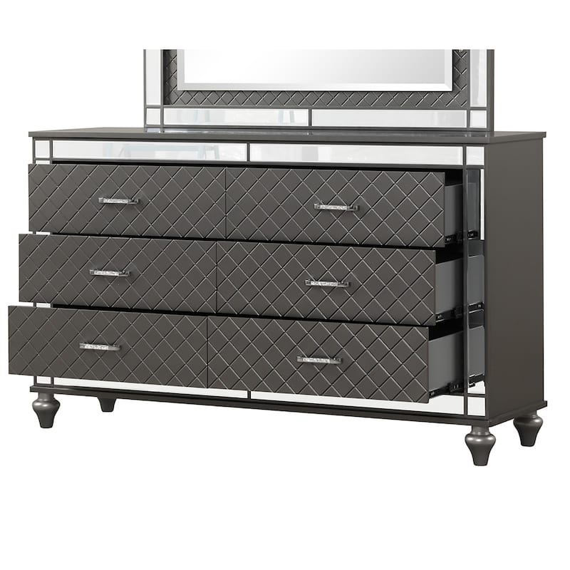 Livorno Gunmetal 6-Drawer 62 in. W Dresser