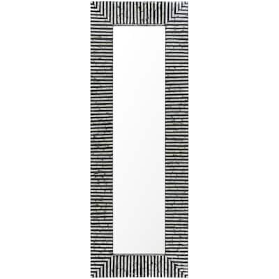 Zamora Black Multi Striped Shell Rectangular Wall Mirror