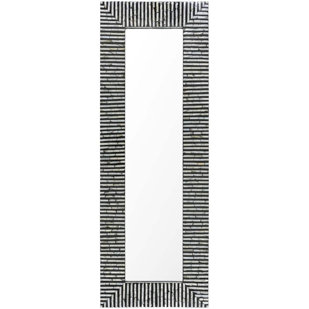Zamora Black Multi Striped Shell Rectangular Wall Mirror
