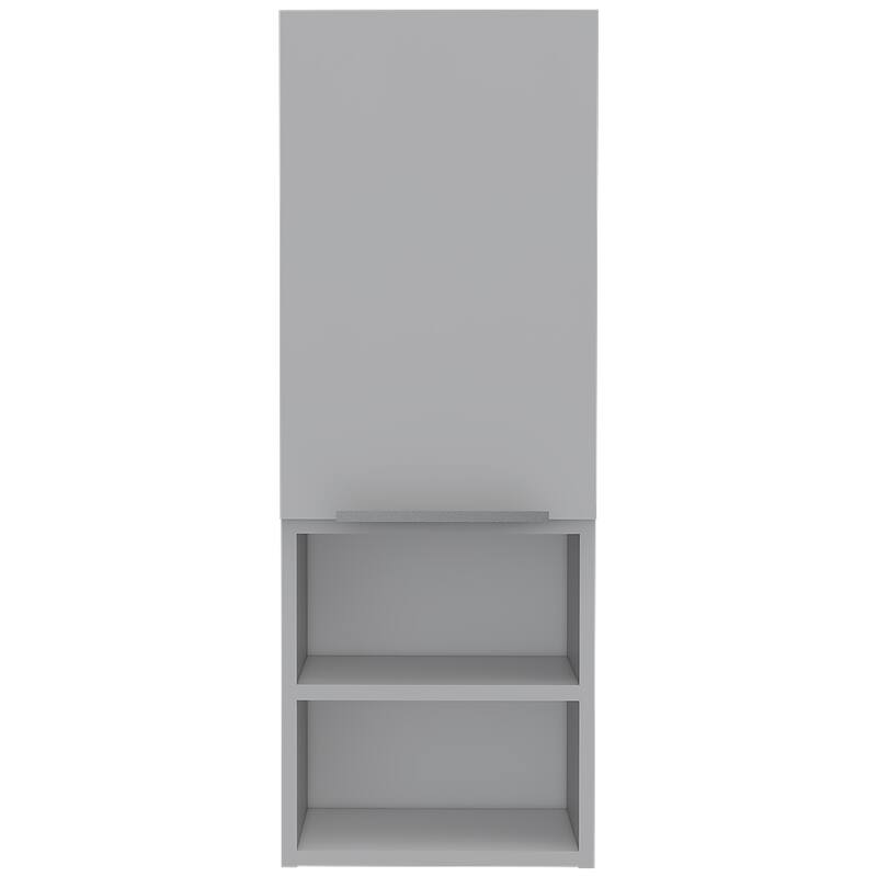 Modern Medicine Cabinet with Two Semi-Open Shelves, Light Oak Finish - Organized Storage for Cosmetics and Toiletries