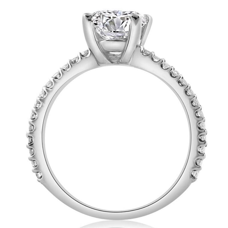VS 2 1/2Ct Oval Lab Grown Diamond Engagement Ring in 14k White or Yellow Gold