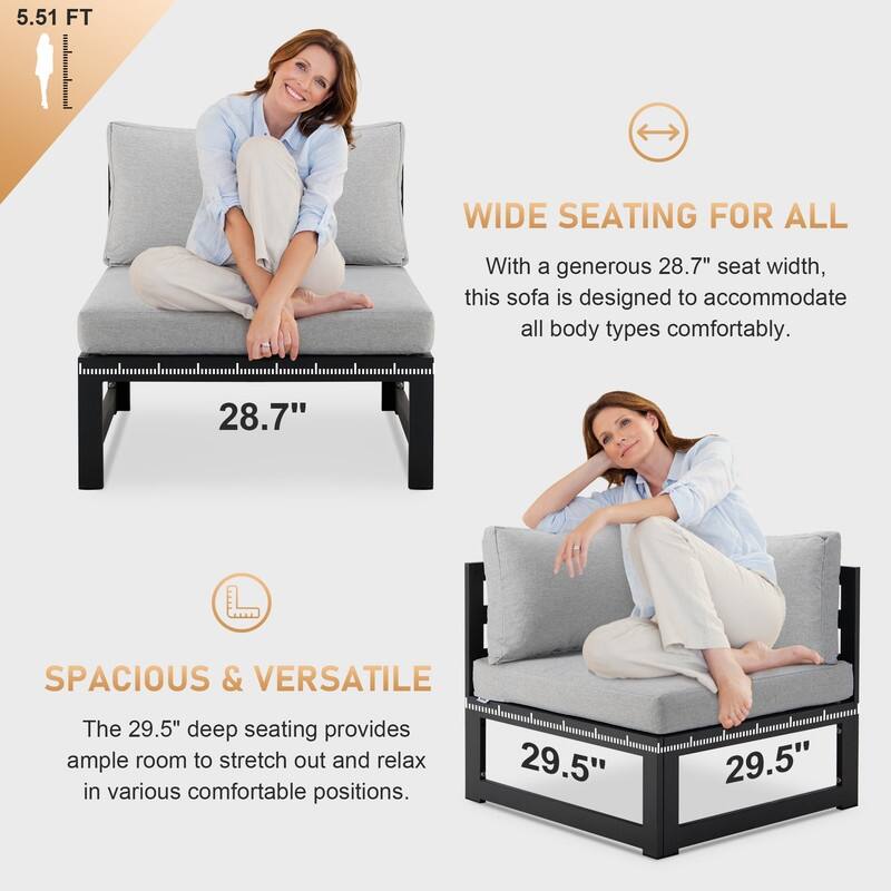 FINCATI Aluminum Outdoor Patio Furniture Conversation Sectional Sofa Set