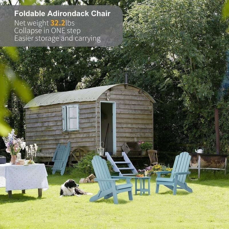 WINSOON All Weather HIPS Outdoor Folding Adirondack Chair Set Of 4