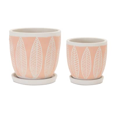 Stone Planter with Plate (Set of 2) - 5 x 5 x 1.5