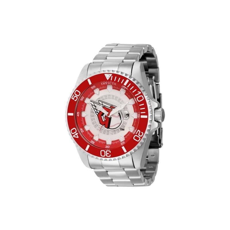 Invicta Men's 43461 MLB Cleveland Guardians Quartz Multifunction Red, Silver, White, Blue Dial Watch - Red