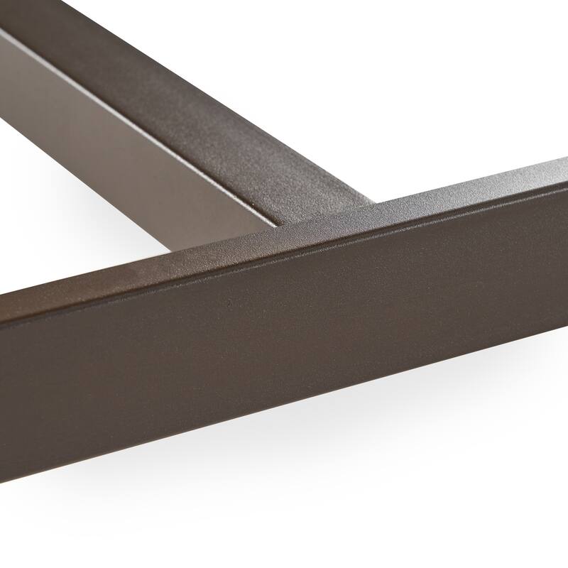 Roomfitters Modern Outdoor Dining Table with Wood Top and Black Powder-Coated Frame for Patio or Garden