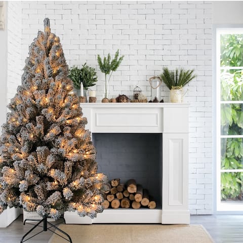 ALEKO Artificial 6 feet Holidays Flocked Pre Lit Christmas Tree