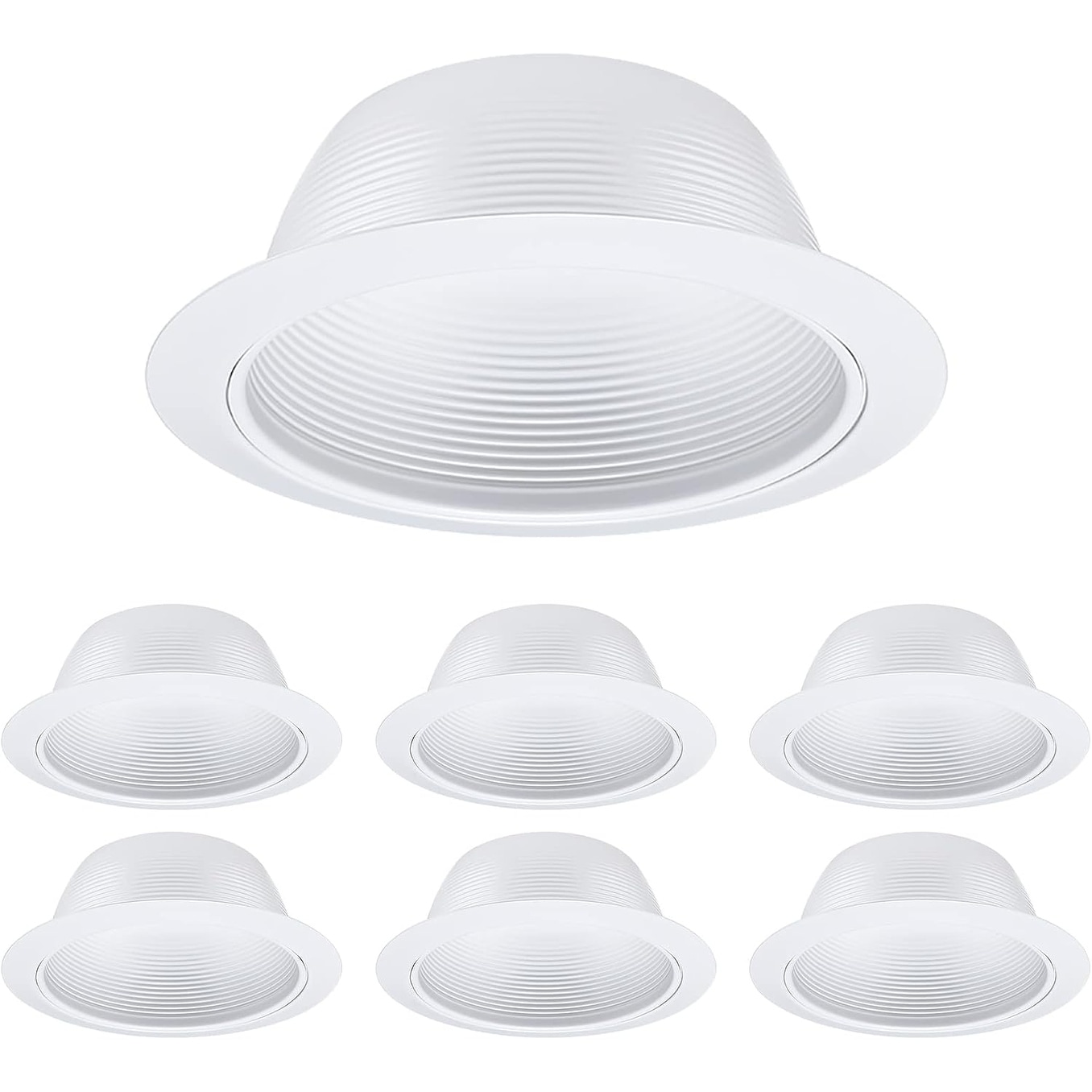 6 Pack 6" Recessed Light Trim, Full Metal Baffle Trim, Ceiling Can Light Trim for PAR30 PAR38 BR30 BR40