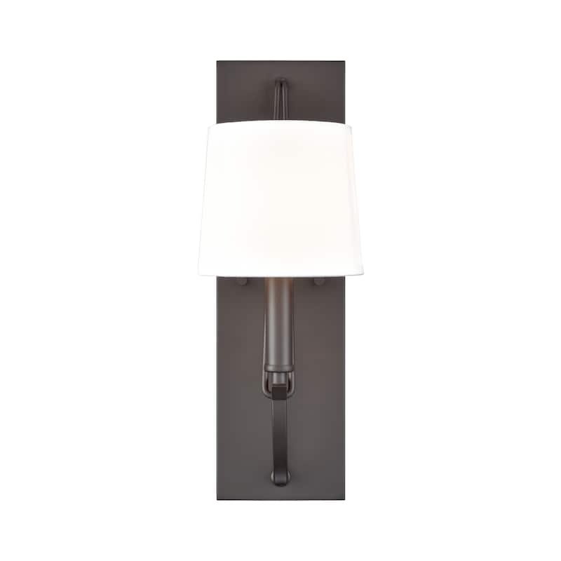 Elk Home Robinson Matte Black With Off White Round Fabric Shade Sconce