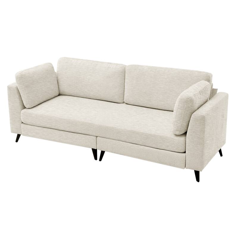 Modern Chenille 2 Seater Sofa Chouch with Bolster Pillows
