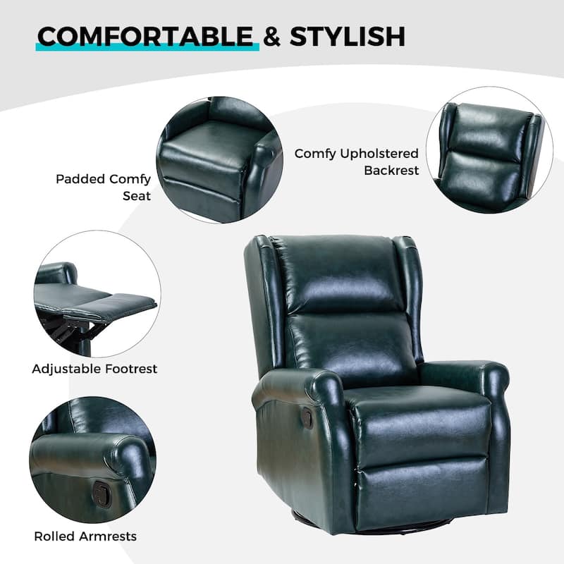 Baksoho Contemporary Faux Leather Swivel Nursery Chair with Metal Base by HULALA HOME