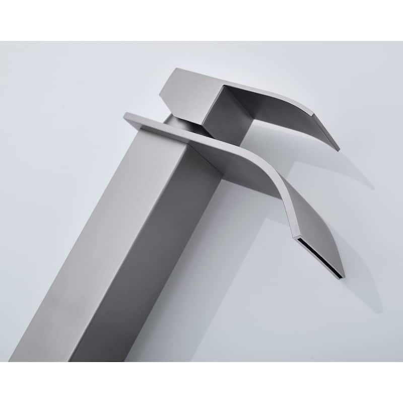 Modern Single Handle Sink Vanity Bathroom Faucet with Waterfall Spout, Anti Corrosion, Anti Rust, Easy Clean