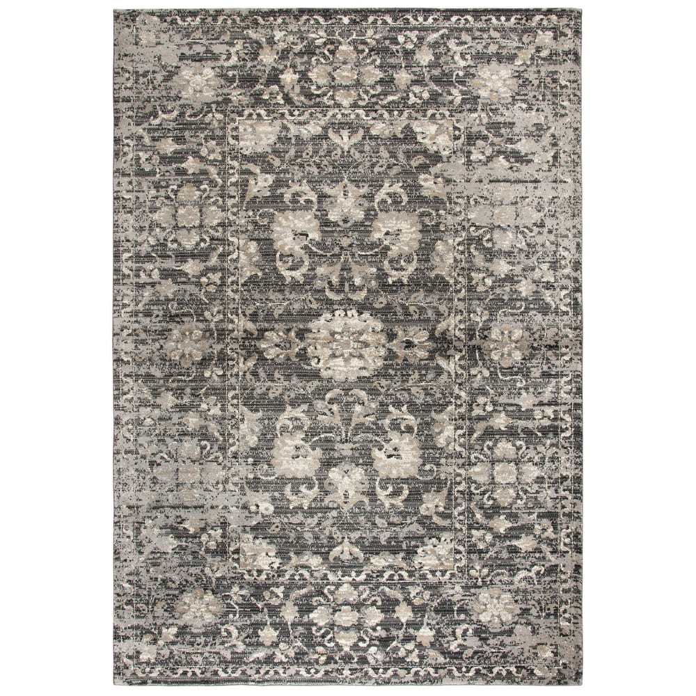 Swagger Collection Gray Floral Distress Rug
