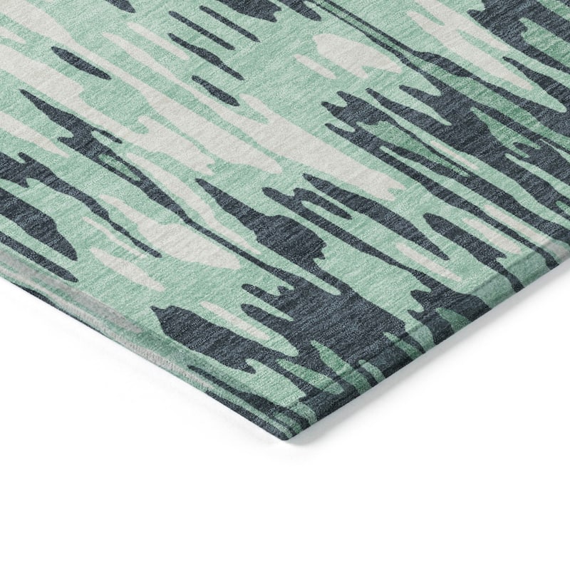Machine Washable Indoor/ Outdoor Modern Watercolor Chantille Rug