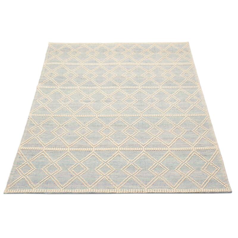 ECARPETGALLERY Braid weave Sienna Blue Wool Rug - 5'3 x 7'5