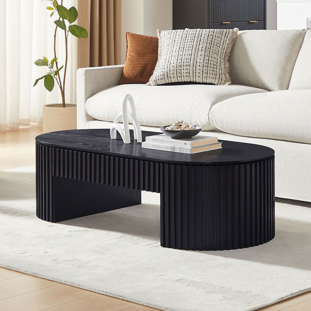 Oval Wood Coffee Table Side Table Tea Table with Drawer, Simple Center Table Accent Table Sofa Table