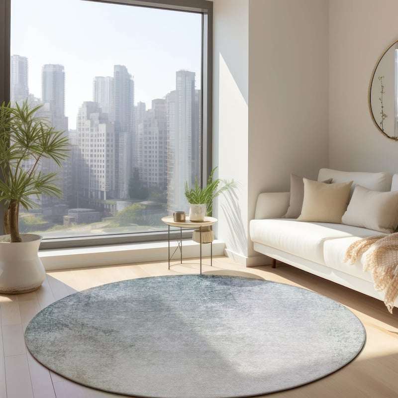 Machine Washable Indoor/ Outdoor Chantille Modern Ombre Rug - 8' x 8' - Beige
