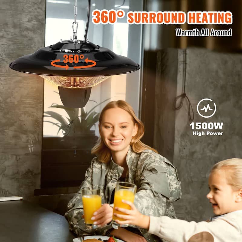 Infrared Heater with Stand & Mount to Ceiling/Wall,24 in L