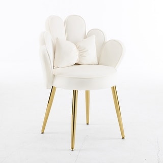 Scalloped Petal Velvet Accent Chair with Pillows