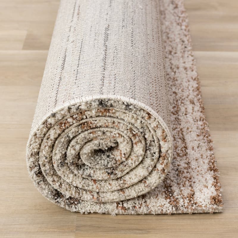 Maverick Collection - Modern White Grey Orange Plush Area Rug