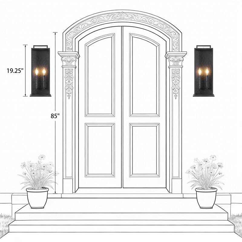 20in LED Outdoor Wall Light Dusk to Dawn Black Outside Wall Mount Lamp - Large