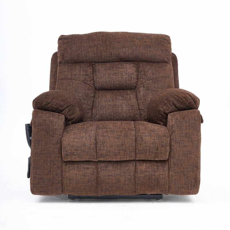 Velvet Oversized Power Lift Recliner Chair, 180° Flat with Massage