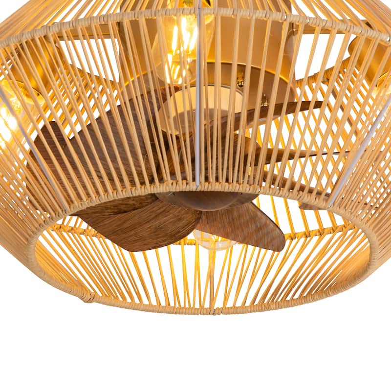 16.5"/19"/20" Vintage Distressed White Low Profile Ceiling Fan with Remote (7-Blade)